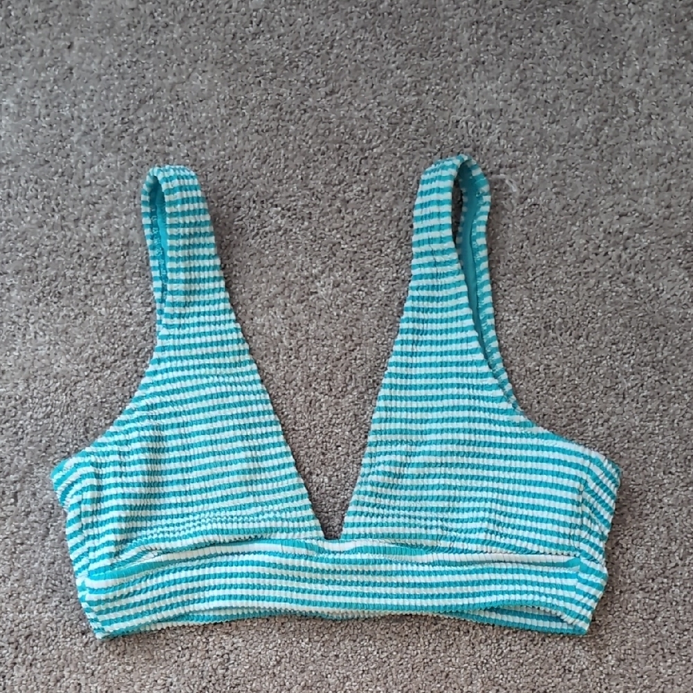 Aerie Blue and White Striped Bikini Top